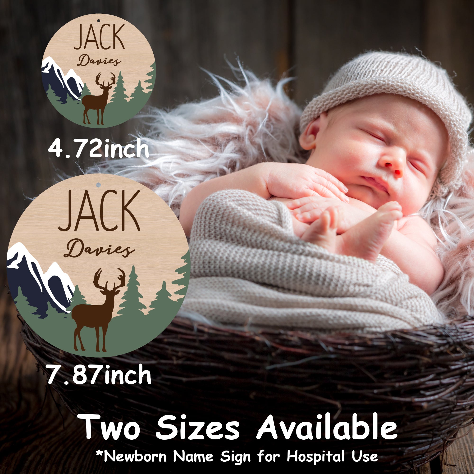 Personalized Newborn Baby Name (Green Deer)