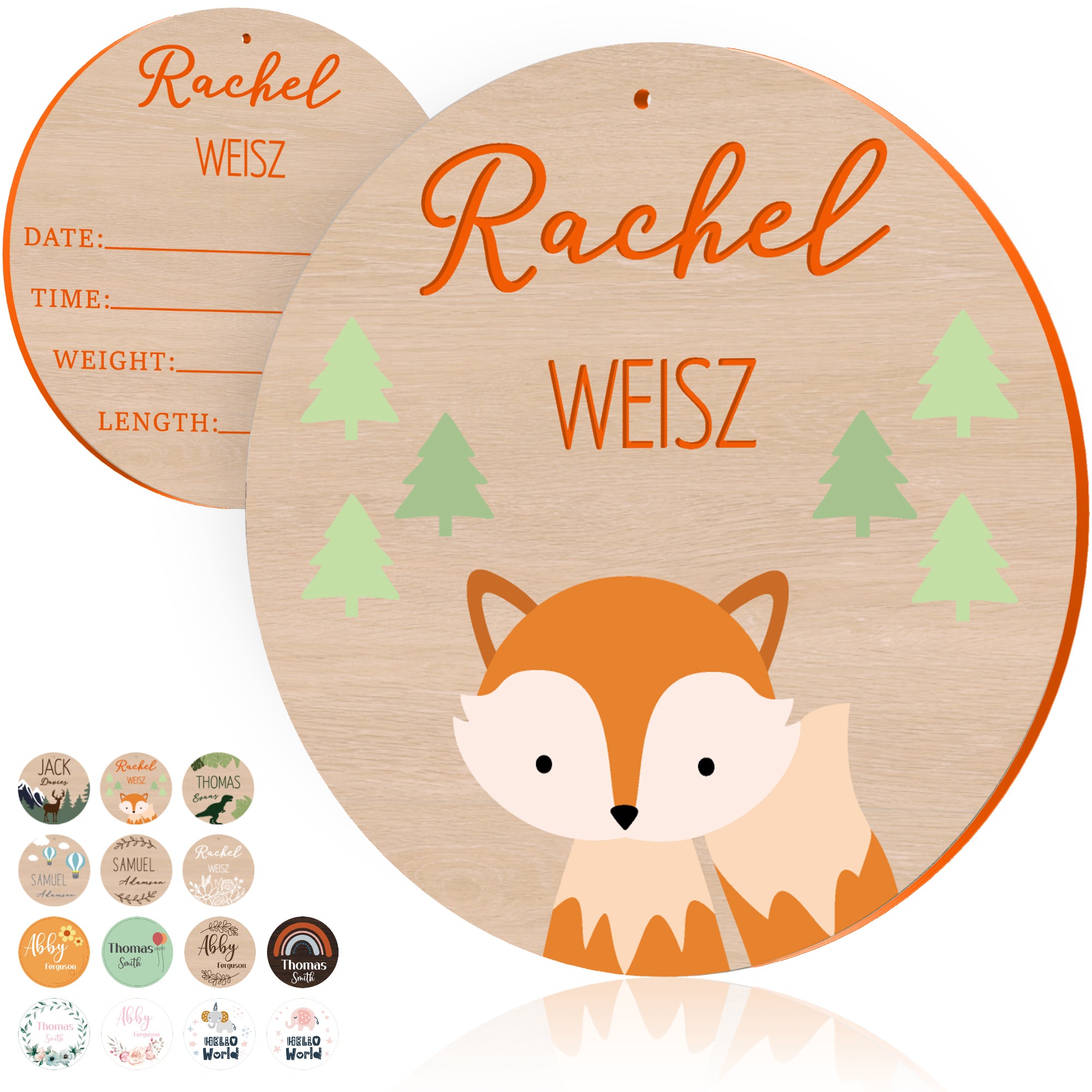 Personalized Newborn Baby Name (Orange Fox)