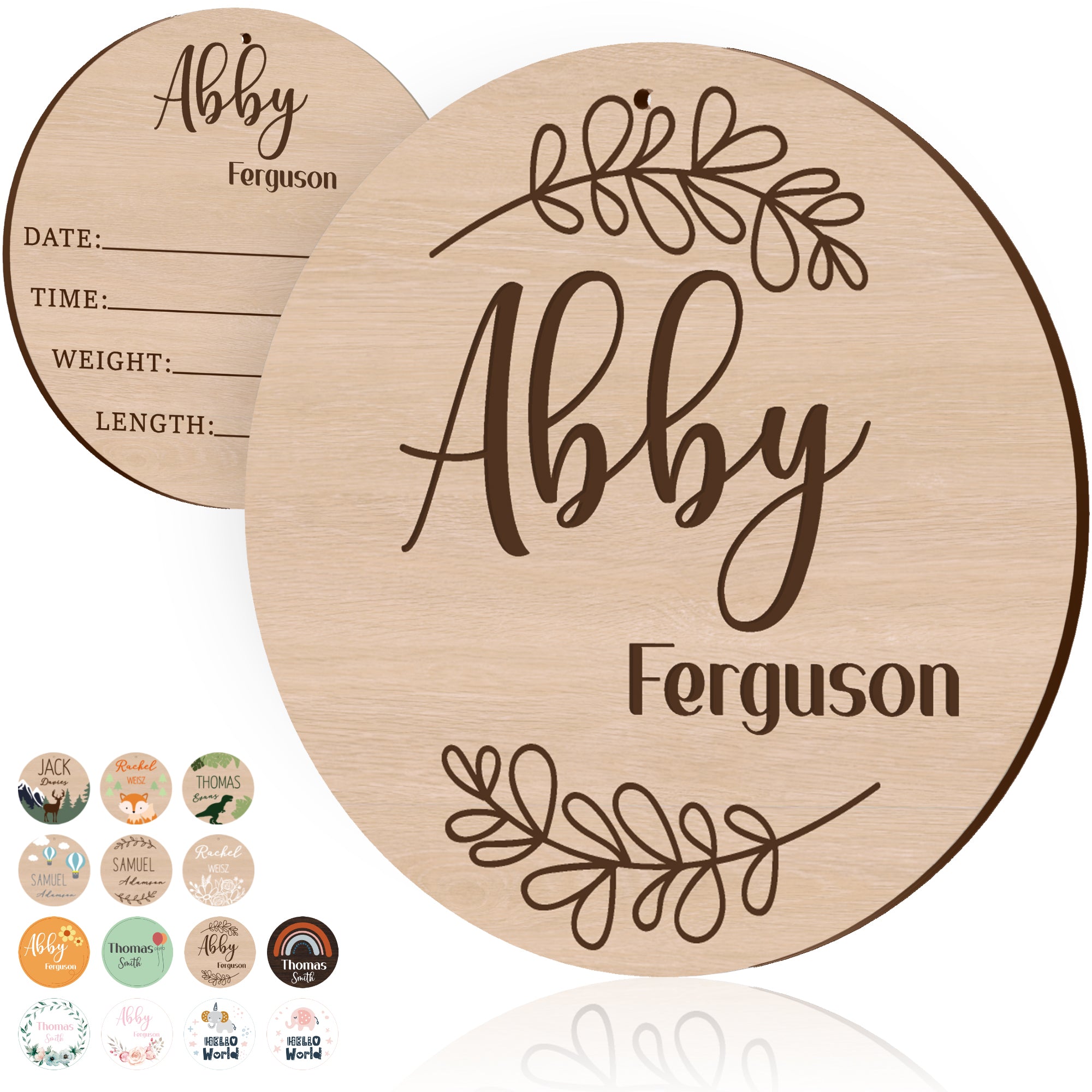 Personalized Newborn Baby Name (Wooden leaf )