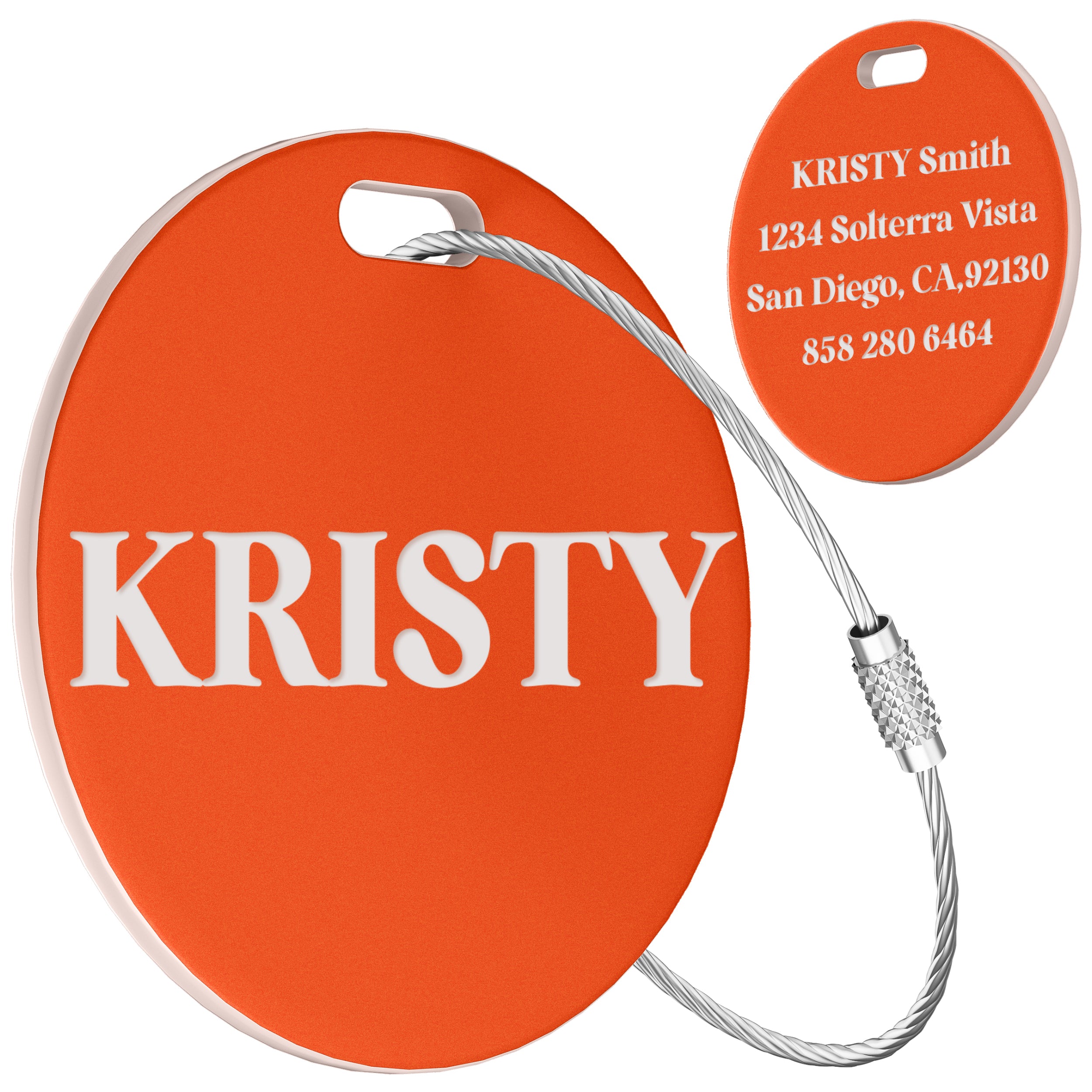 Luggage Tags for Suitcase - Personalized Engraved Acrylic Tag for Airplan Cruise Travel - Custom Name Tags Suitable for Bags and Backpacks 2" Round Orange