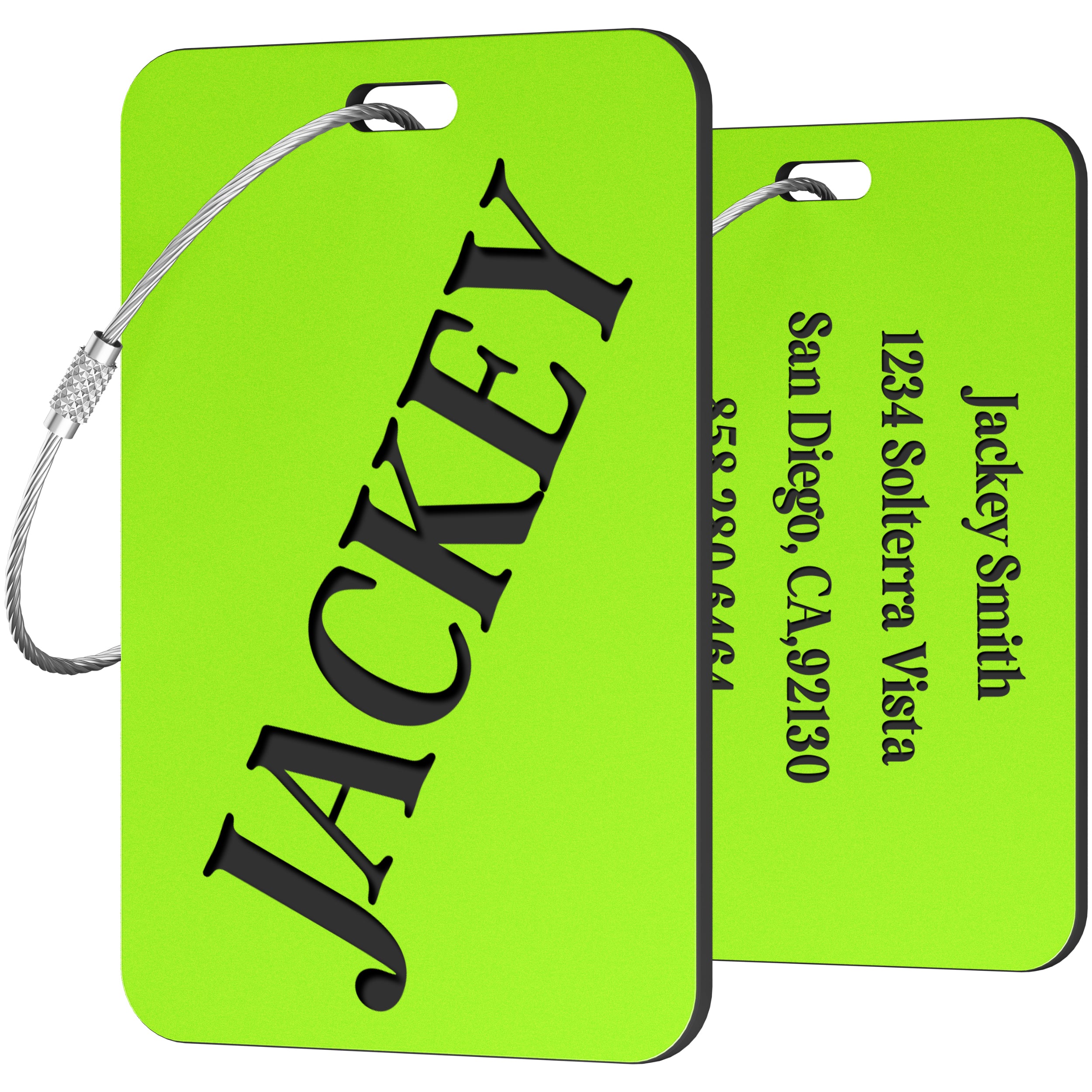 Luggage Tags for Suitcase - Personalized Engraved Acrylic Tag for Airplan Cruise Travel - Custom Name Tags Suitable for Bags and Backpacks 3" Square Green