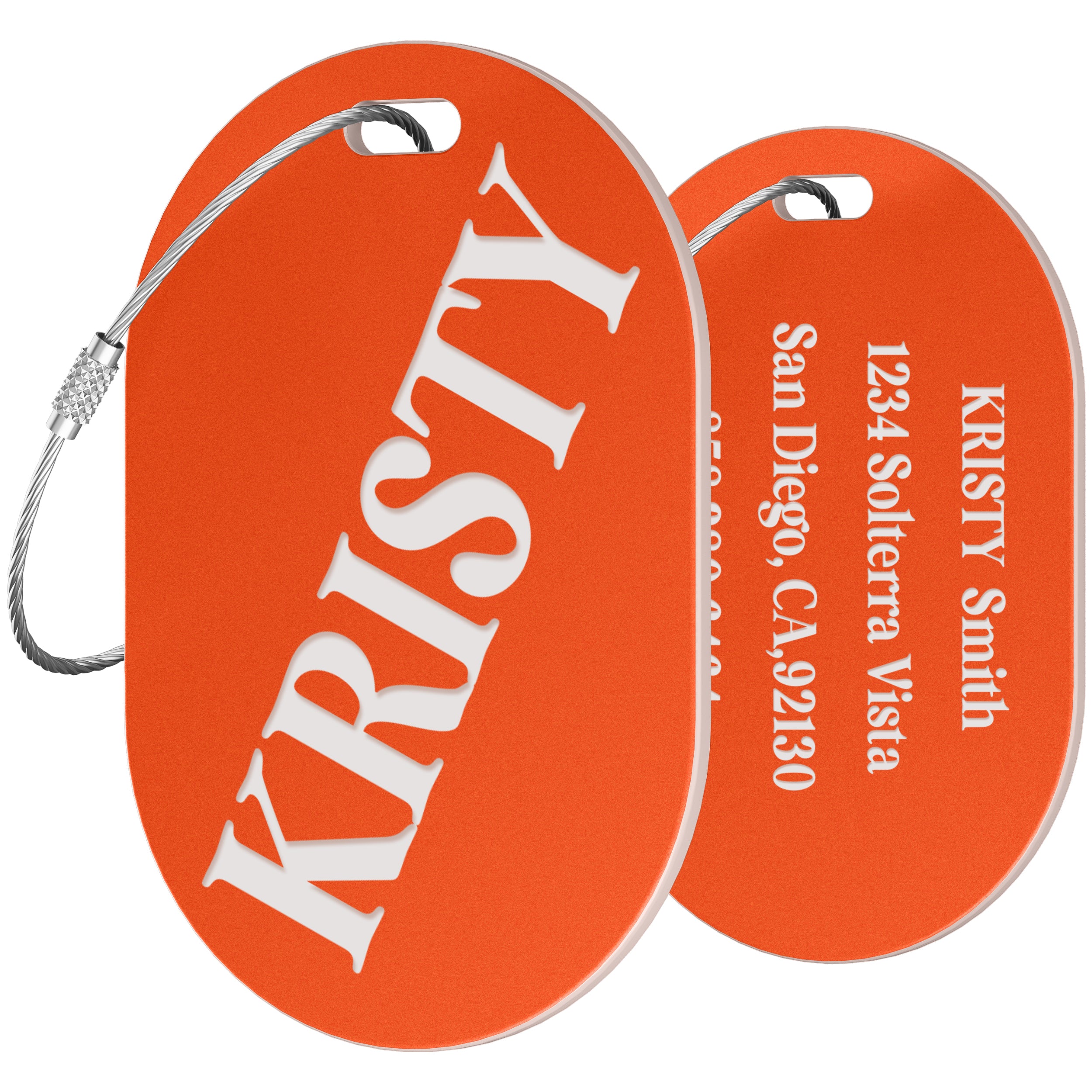 Luggage Tags for Suitcase - Personalized Engraved Acrylic Tag for Airplan Cruise Travel - Custom Name Tags Suitable for Bags and Backpacks 3" Round Orange