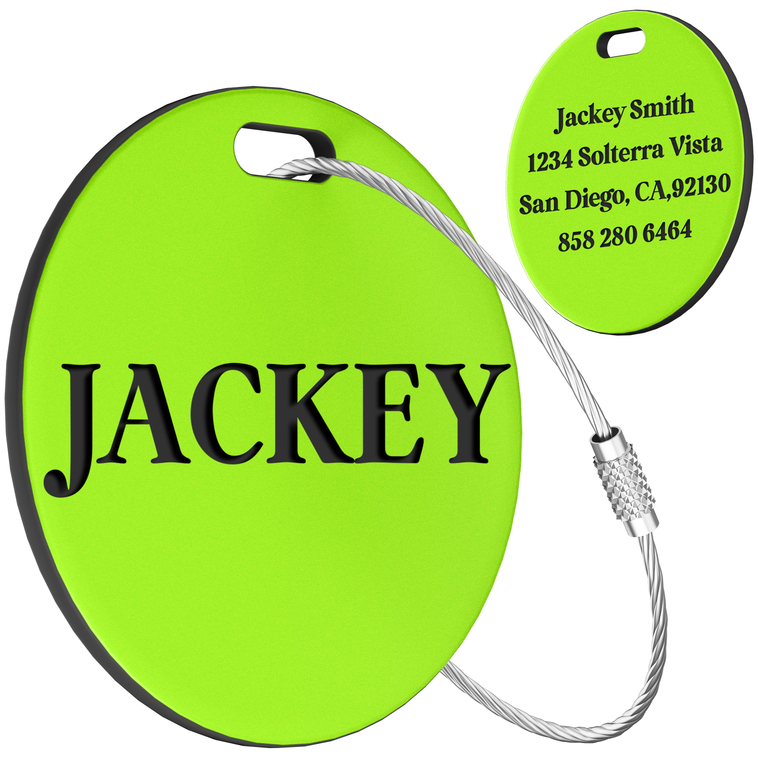 Luggage Tags for Suitcase - Personalized Engraved Acrylic Tag for Airplan Cruise Travel - Custom Name Tags Suitable for Bags and Backpacks 2" Round Green