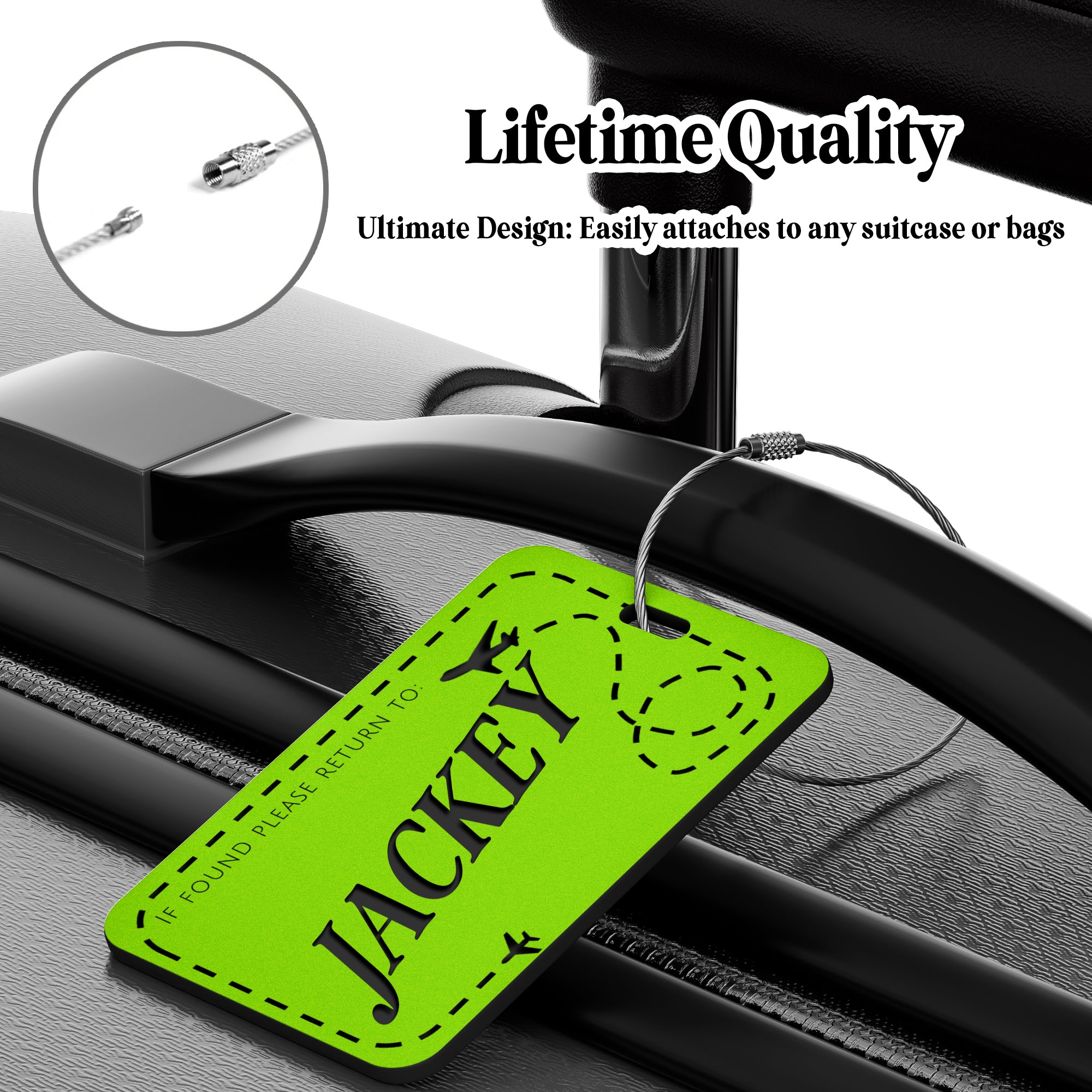 Luggage Tags for Suitcase - Personalized Engraved Acrylic Tag for Airplan Cruise Travel - Custom Name Tags Suitable for Bags and Backpacks 3" Square Airplane Green