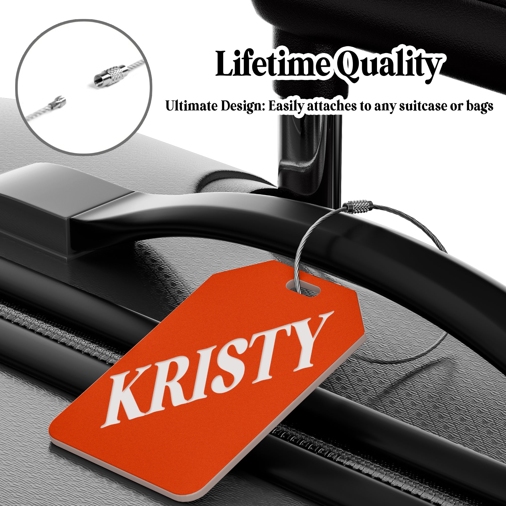 Luggage Tags for Suitcase - Personalized Engraved Acrylic Tag for Airplan Cruise Travel - Custom Name Tags Suitable for Bags and Backpacks 3" Curved Orange