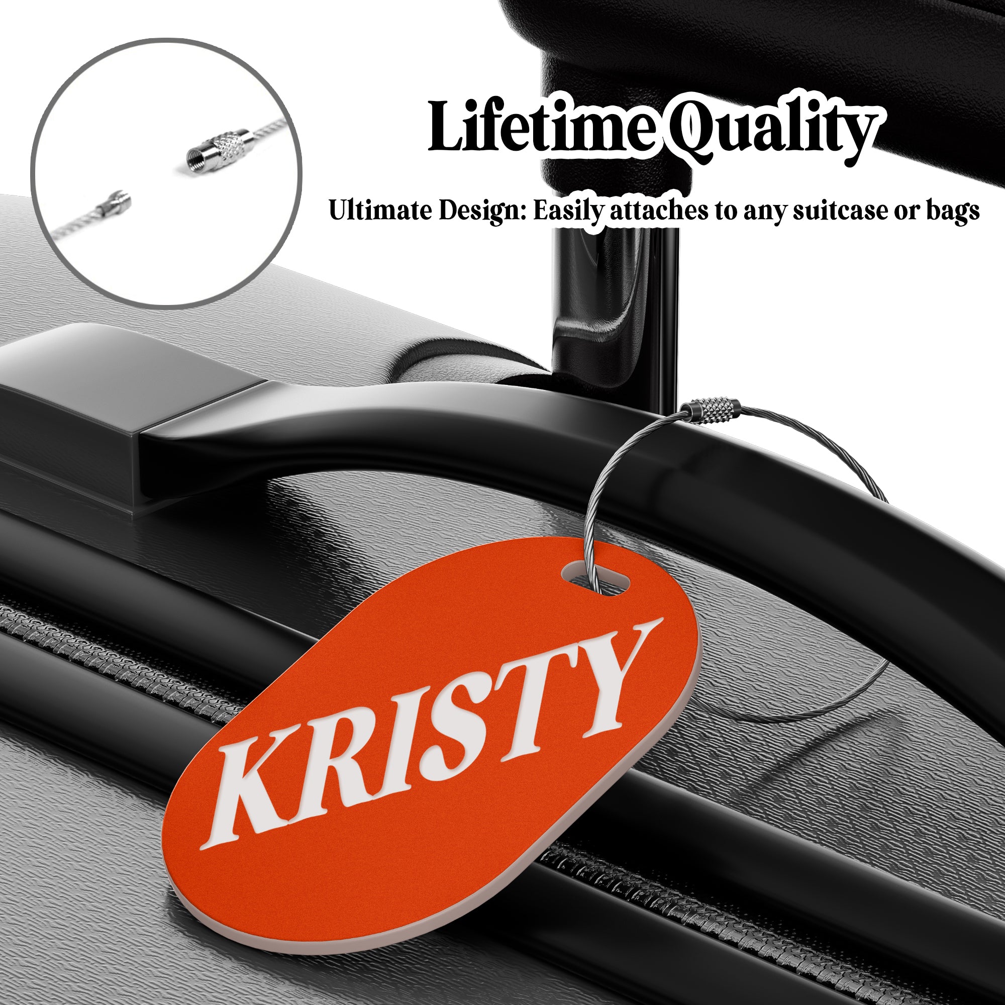 Luggage Tags for Suitcase - Personalized Engraved Acrylic Tag for Airplan Cruise Travel - Custom Name Tags Suitable for Bags and Backpacks 3" Round Orange