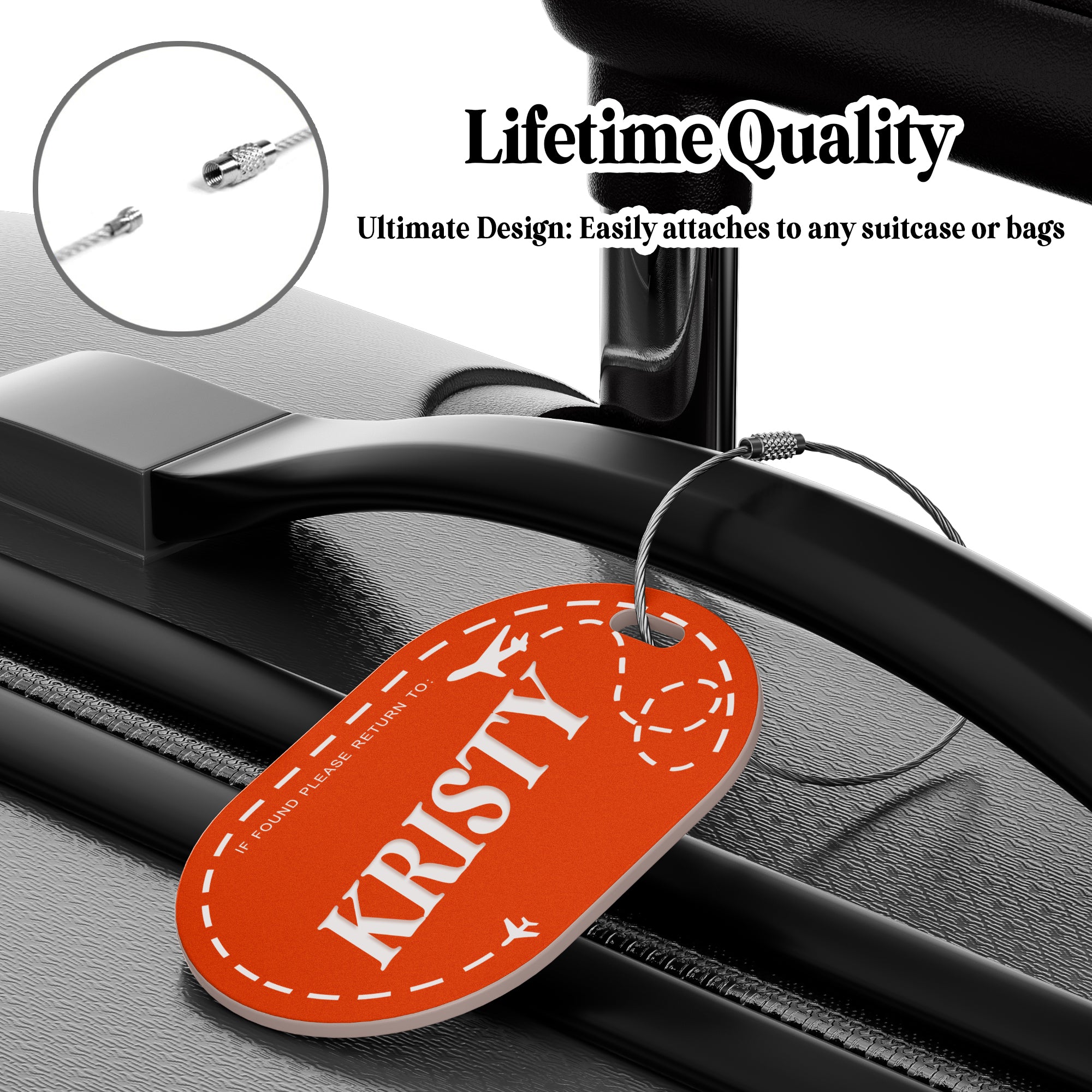 Luggage Tags for Suitcase - Personalized Engraved Acrylic Tag for Airplan Cruise Travel - Custom Name Tags Suitable for Bags and Backpacks 3" Round Airplane Orange