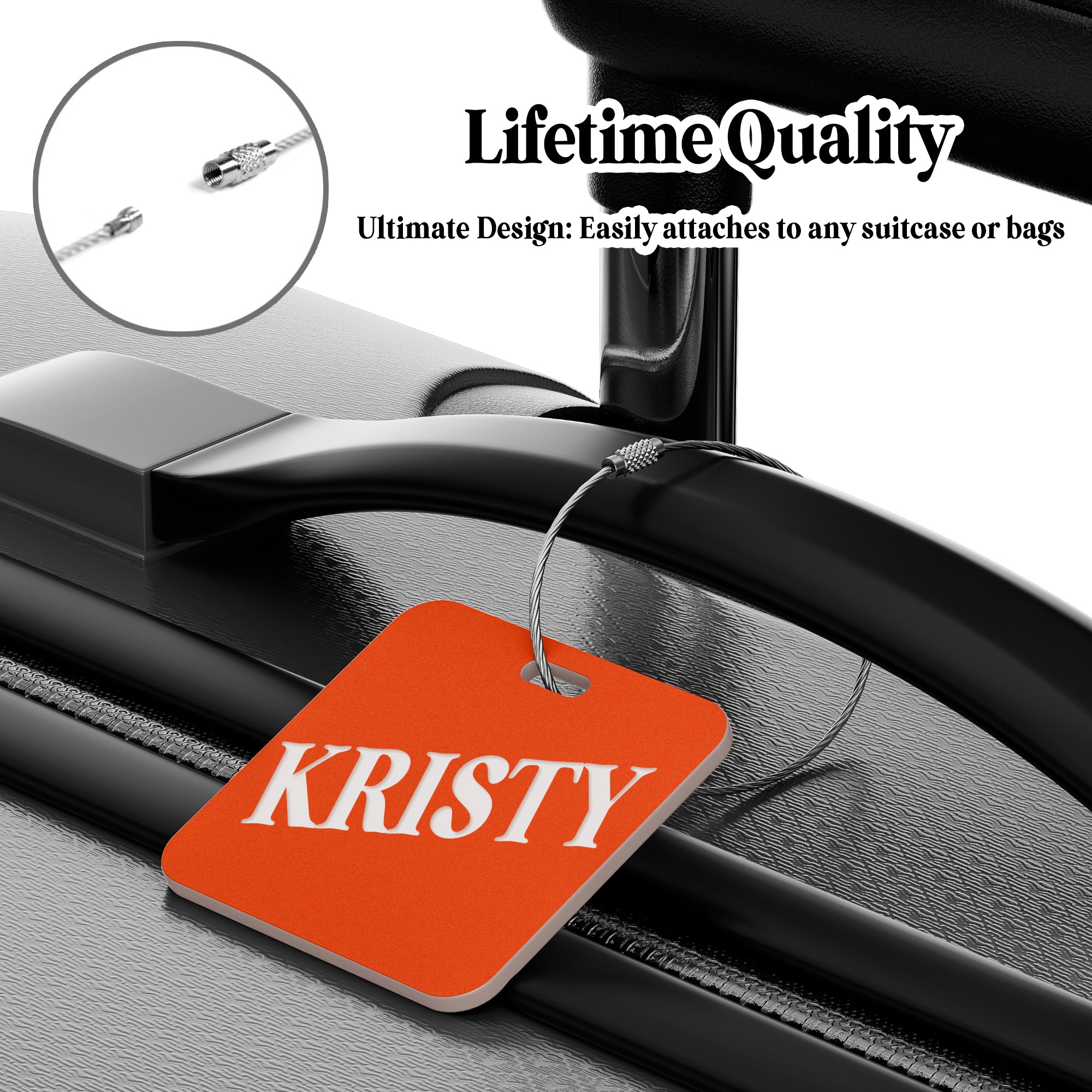 Luggage Tags for Suitcase - Personalized Engraved Acrylic Tag for Airplan Cruise Travel - Custom Name Tags Suitable for Bags and Backpacks 2" Square Orange