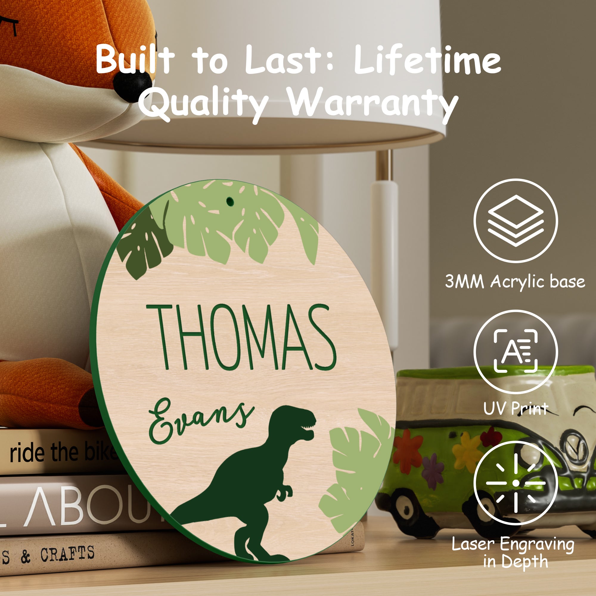 Personalized Newborn Baby Name (Green Dino)