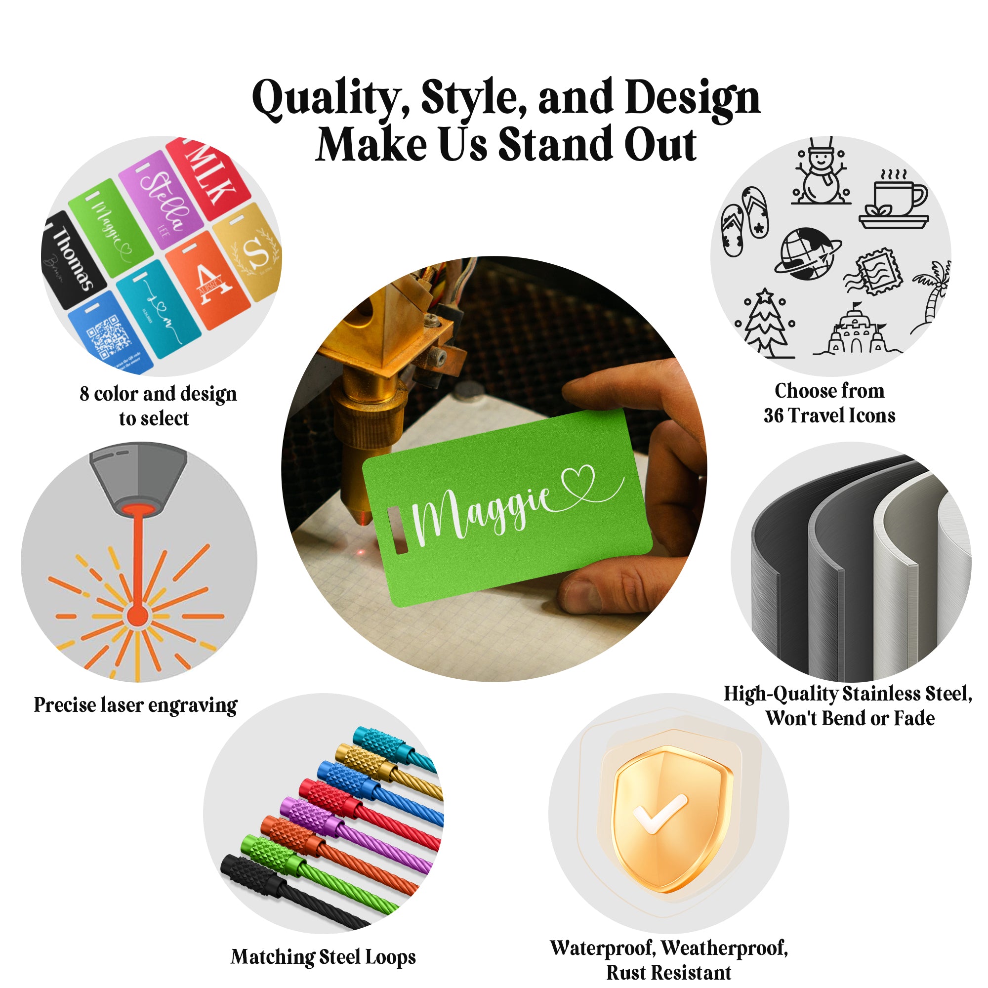 Custom Metal Luggage Tag for Suitcases, Bags, and Travel Needs Design 5