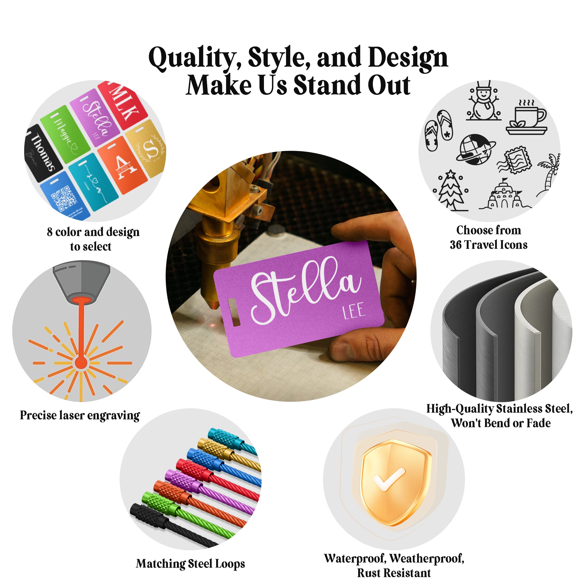 Custom Metal Luggage Tag for Suitcases, Bags, and Travel Needs Design 3