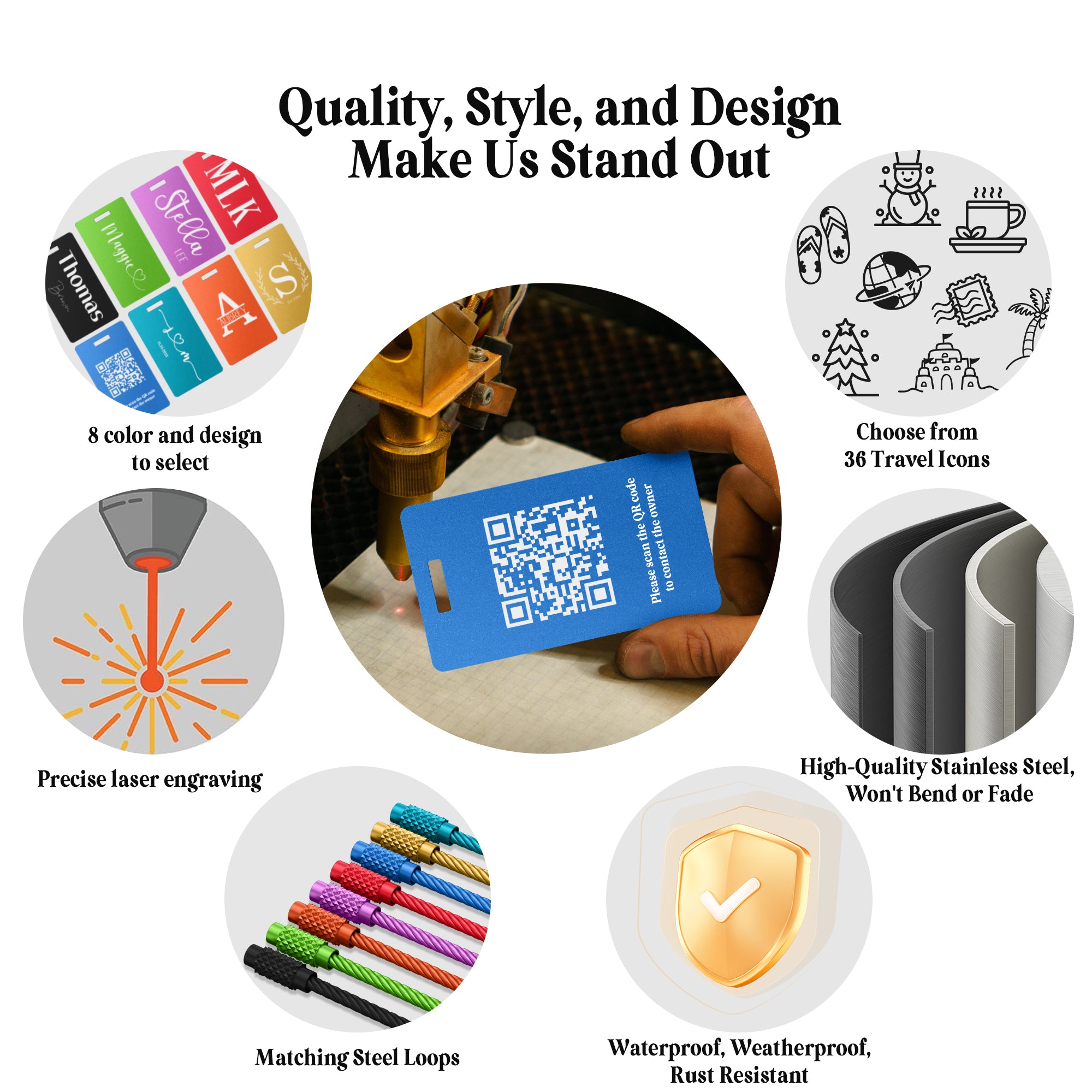 Custom Metal Luggage Tag for Suitcases, Bags, and Travel Needs Design 4