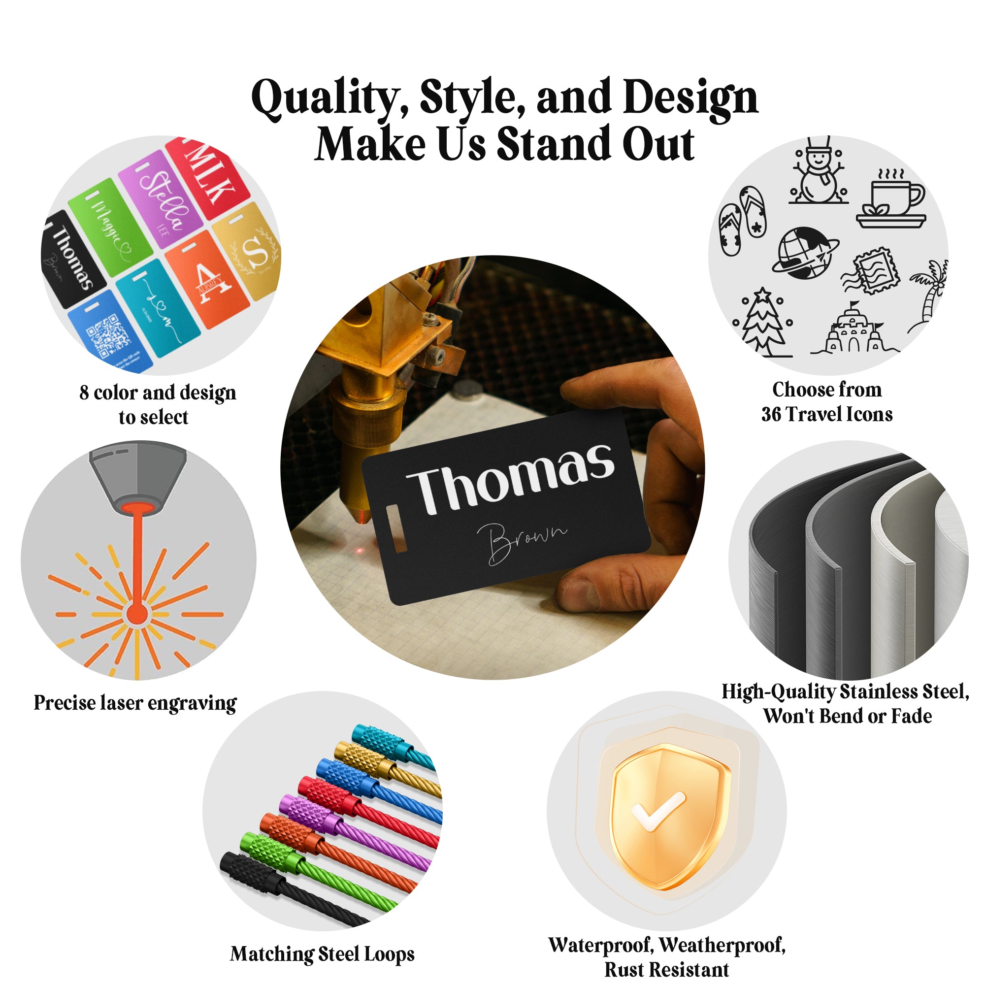 Custom Metal Luggage Tag for Suitcases, Bags, and Travel Needs Design 8