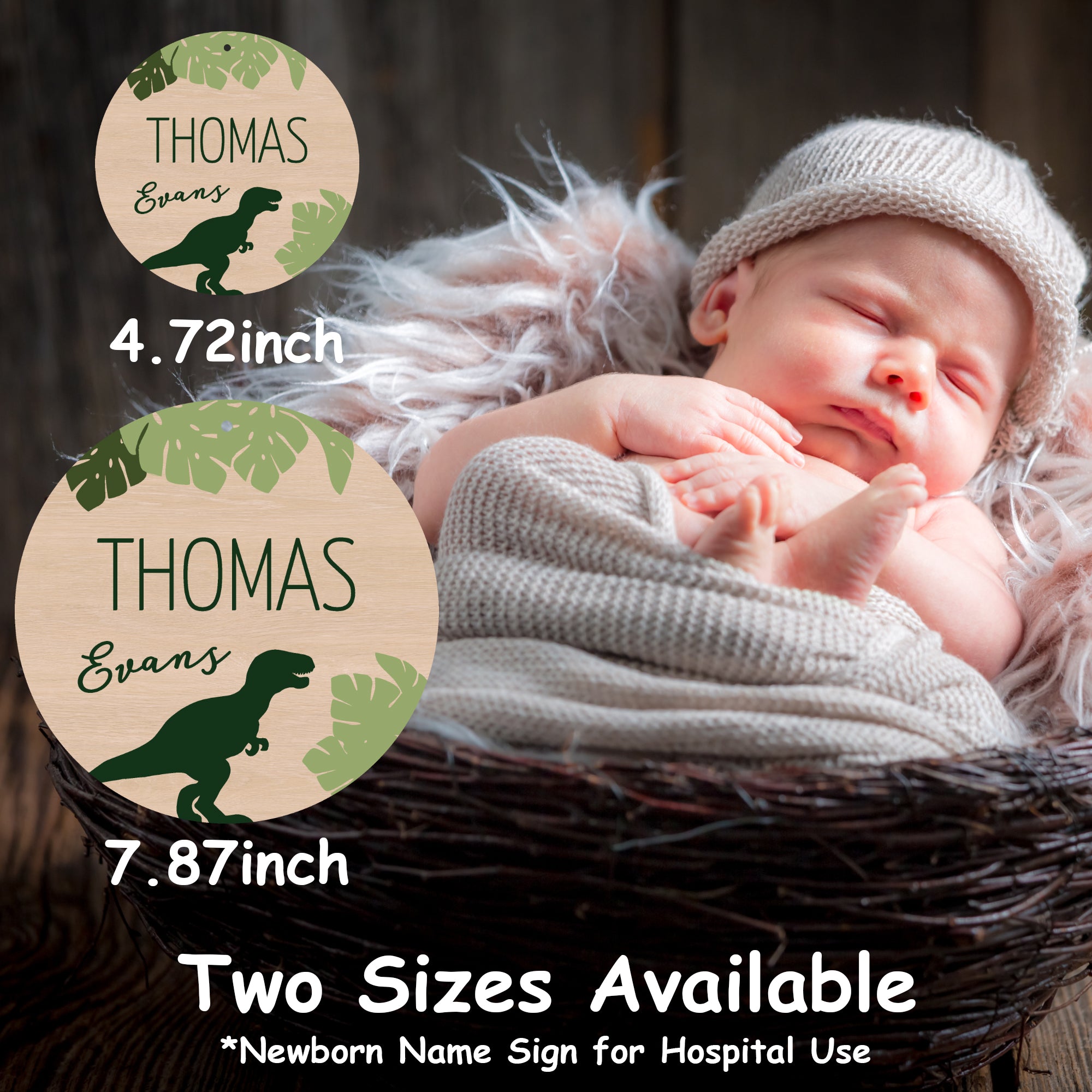 Personalized Newborn Baby Name (Green Dino)