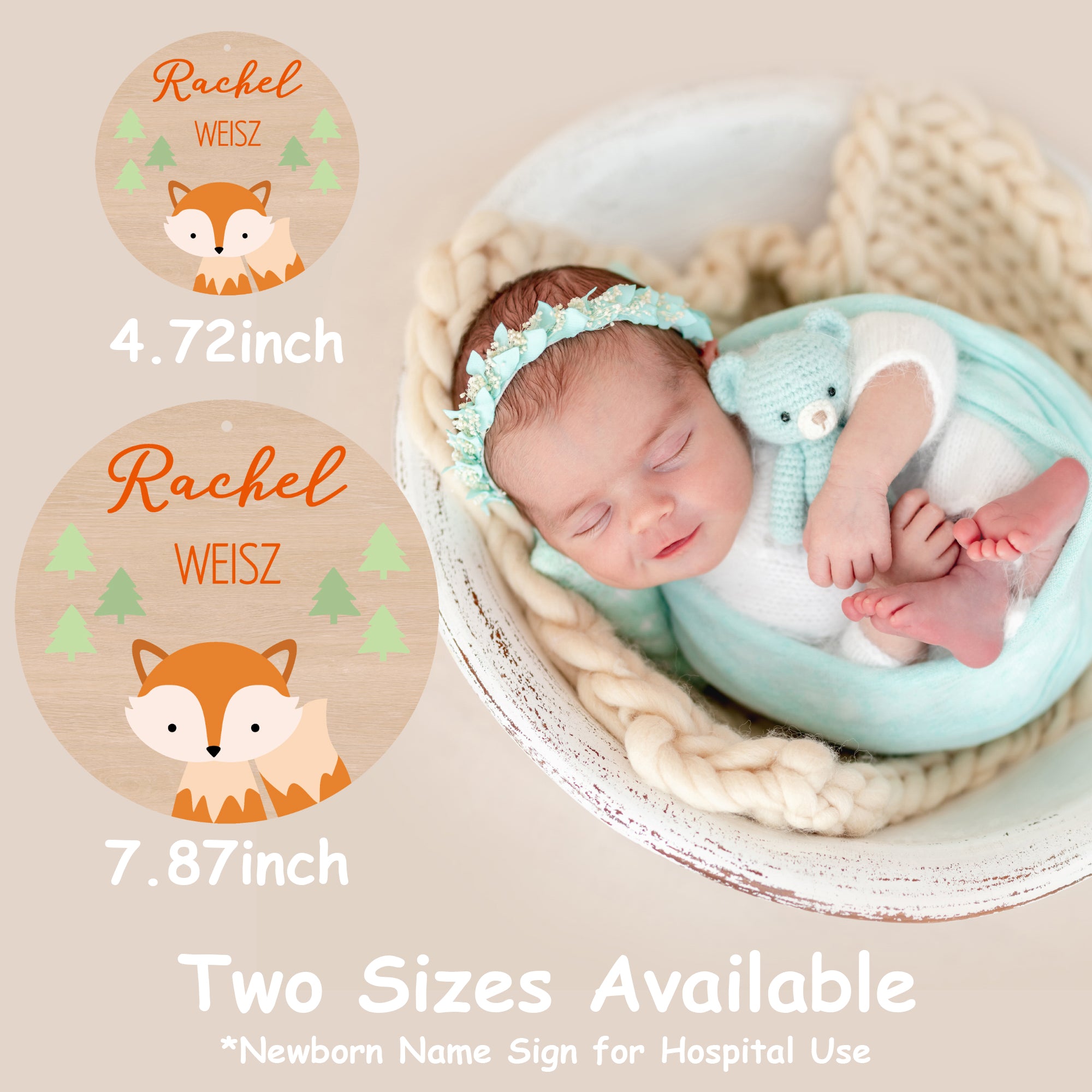 Personalized Newborn Baby Name (Orange Fox)