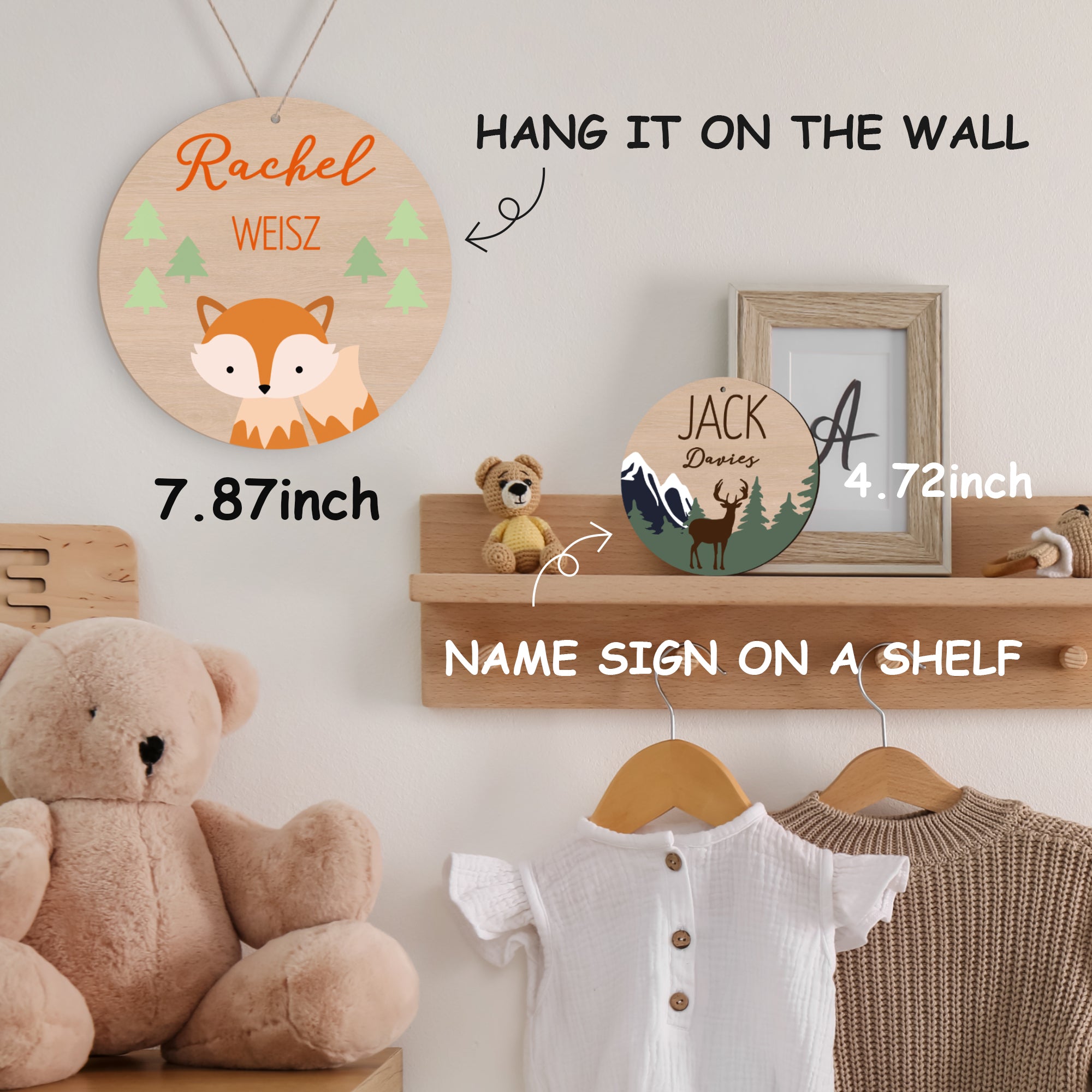 Personalized Newborn Baby Name (Orange Fox)