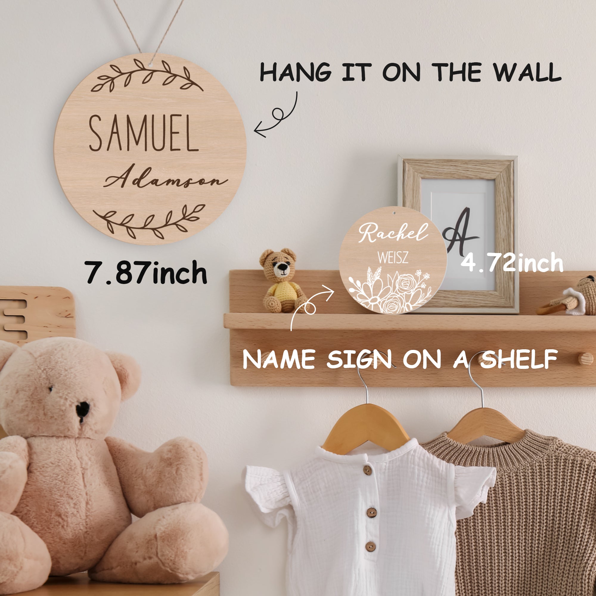 Personalized Newborn Baby Name Sign ( Brown Leaf)