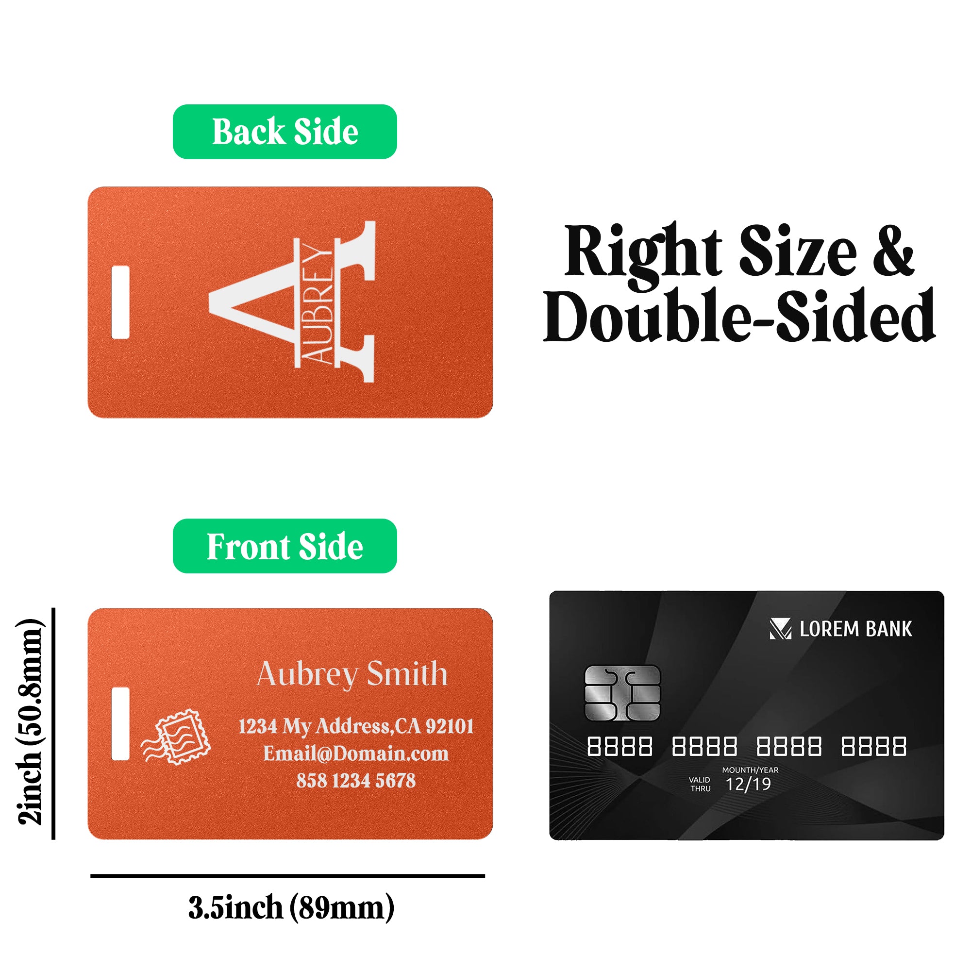 Custom Metal Luggage Tag for Suitcases, Bags, and Travel Needs Design 2