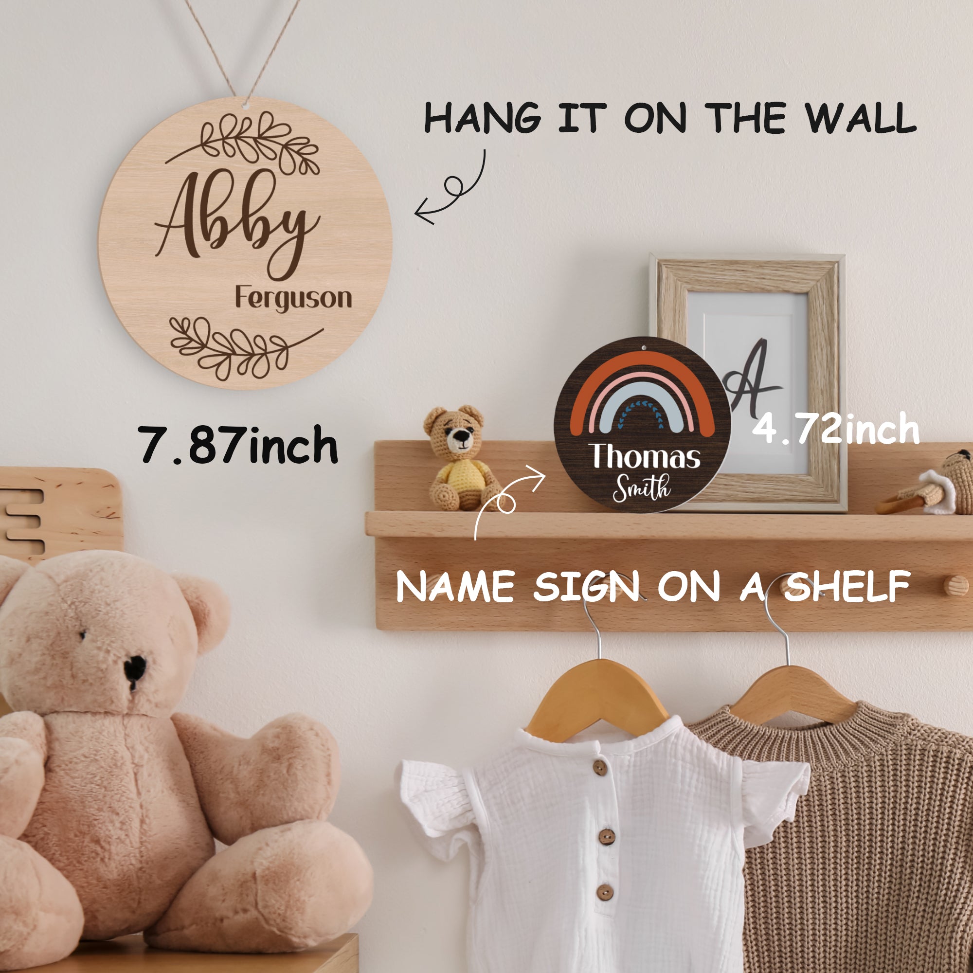 Personalized Newborn Baby Name (Wooden leaf )